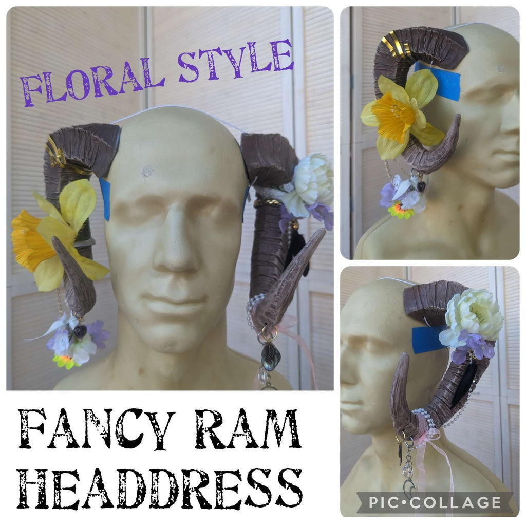 Decorated Ram / Mollymauk Horn Headdress (Custom)