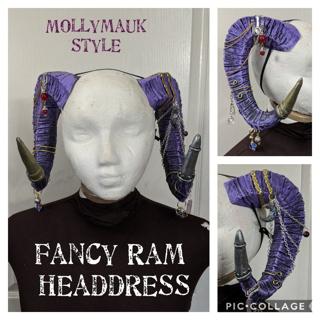 Decorated Ram / Mollymauk Horn Headdress (Custom)