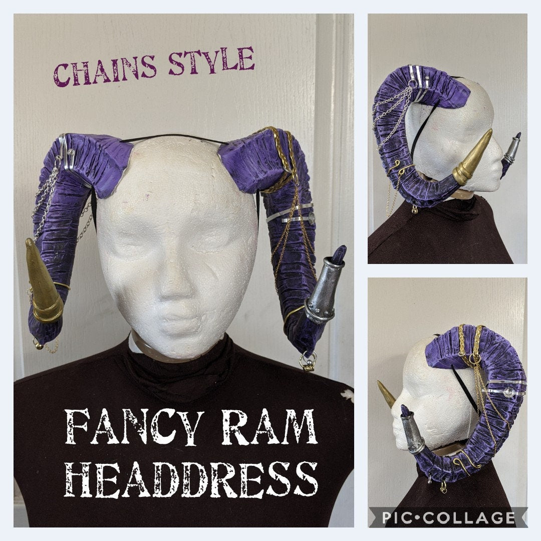 Decorated Ram / Mollymauk Horn Headdress (Custom)